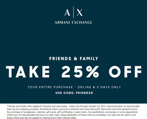 ax armani exchange promo code.